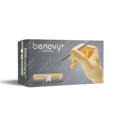Перчатки BENOVY латексные, неопудренные, текстурированные полностью, 2-хлор., S (50пар) М+