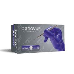 Перчатки BENOVY нитриловые, СИРЕНЕВО-ГОЛУБЫЕ, текстур. на пальцах, 3,5гр, S (50пар) М+