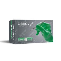 Перчатки BENOVY нитриловые, ЗЕЛЁНЫЕ, текстурированные на пальцах, 3,8 гр, XL (50пар)