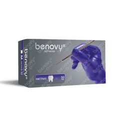 Перчатки BENOVY нитриловые, СИРЕНЕВО-ГОЛУБЫЕ, текстур. на пальцах, 3,5гр, S (50пар) М+