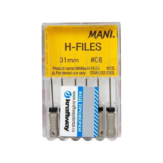 H-Files №08 L31мм - корневые буравы Хедстрема (6шт) MANI