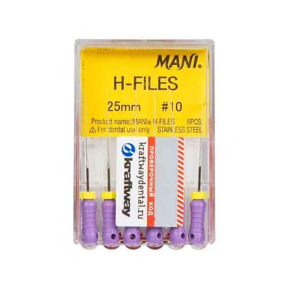 H-Files №10 L25мм - корневые буравы Хедстрема (6шт) MANI