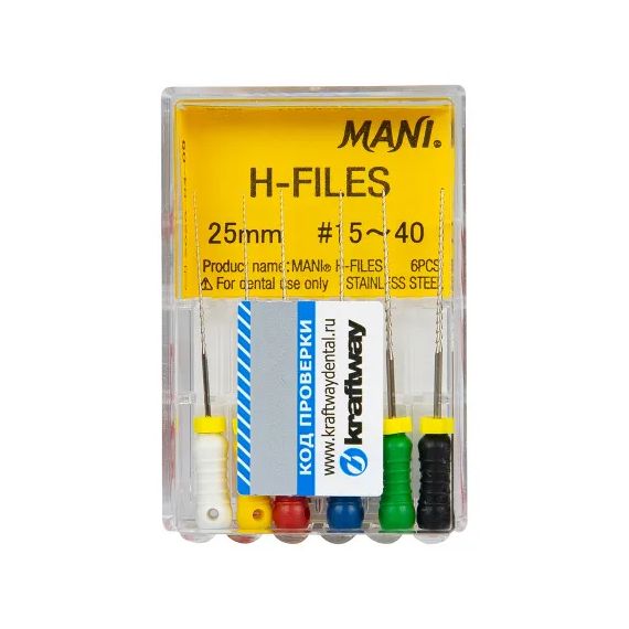H-Files №15-40 L25мм - корневые буравы Хедстрема (6шт) MANI