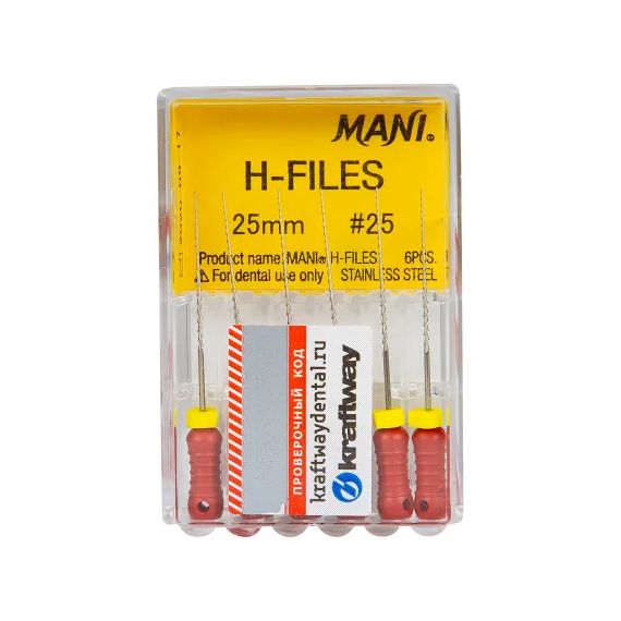 H-Files №25 L25мм - корневые буравы Хедстрема (6шт) MANI