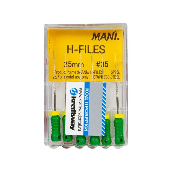 H-Files №35 L25мм - корневые буравы Хедстрема (6шт) MANI