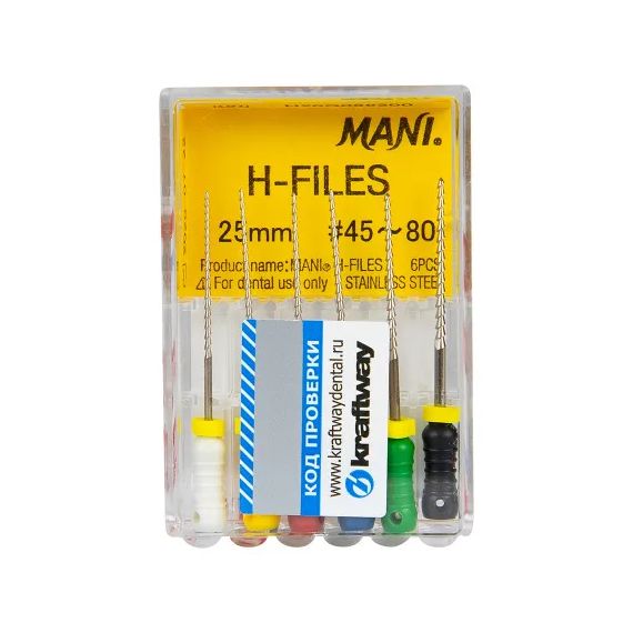 H-Files №45-80 L25мм - корневые буравы Хедстрема (6шт) MANI