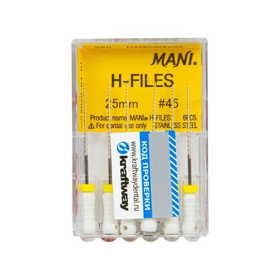 H-Files №45 L25мм - корневые буравы Хедстрема (6шт) MANI