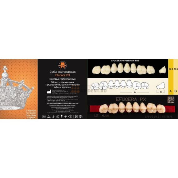 Зубы композитные 3-слойные EFUCERA PX боковые, верх A1 36 YAMAHACHI (8шт)